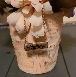 Believe gold bar necklace